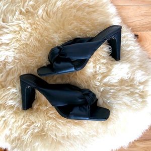 H&M Black Square Toe Sandal Wedges